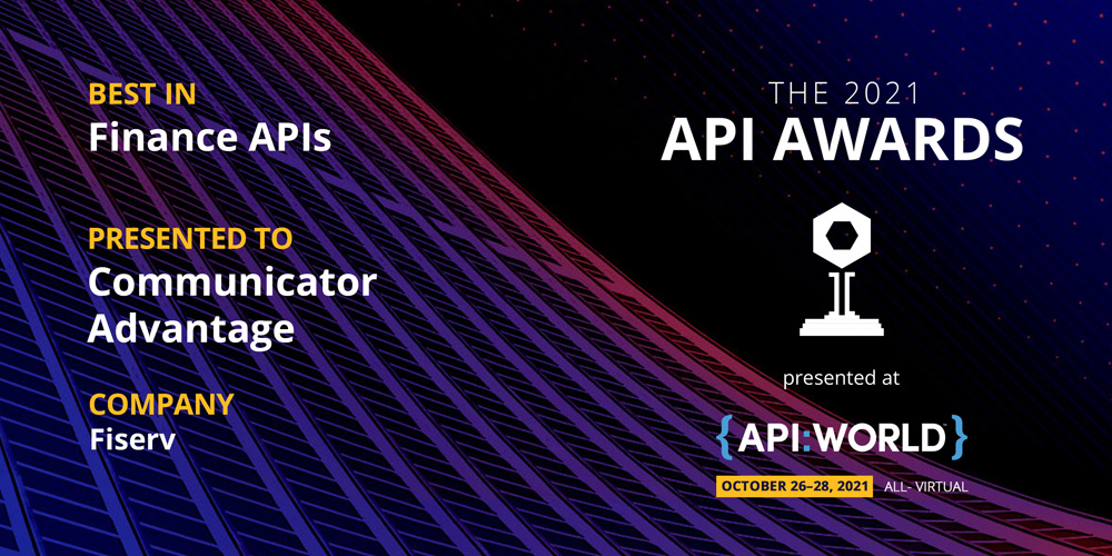 API World 2021 Best in Finance Award